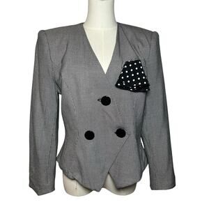 VTG 80s Gray Power Blazer Petite 8 Dark Academia Preppy Minimalism Office Siren